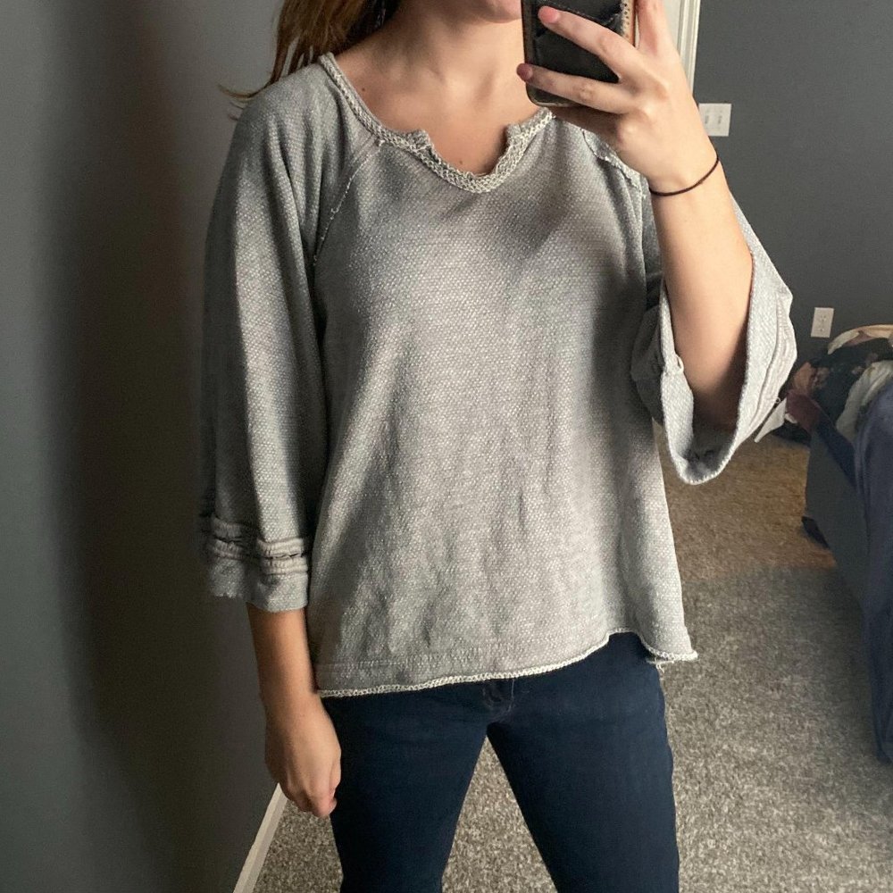 FREE PEOPLE Sweater Tunic Boho Chic Hi-Lo grey S